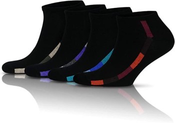GoWith 4-pack Cotton Short Sport Black Patterned Men's Booties Socks